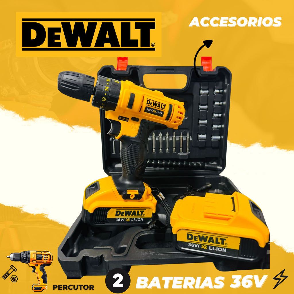 KIT TALADRO DEWALT 2 BATERIAS 36V
