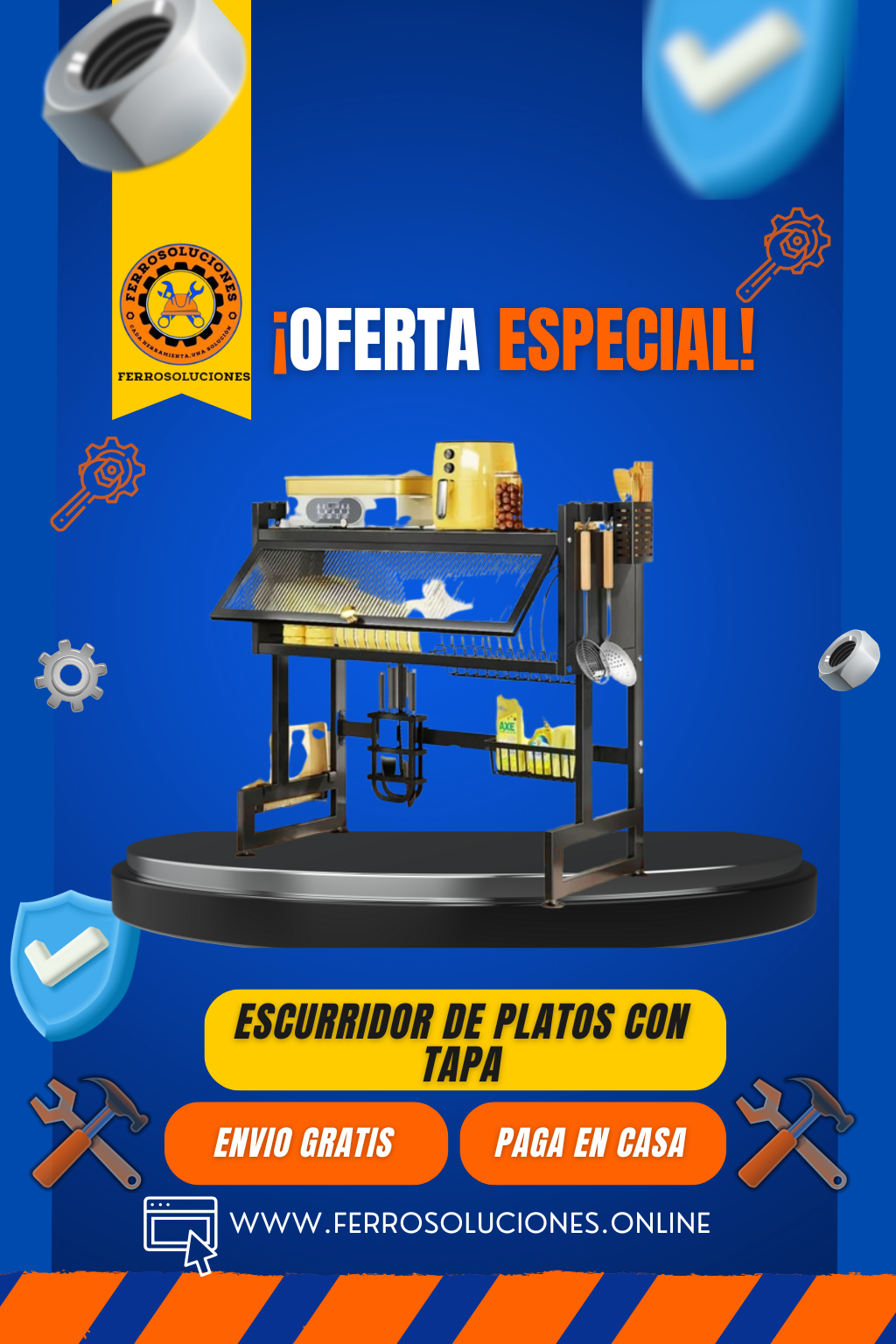 ESCURRIDOR ORGANIZADOR DE COCINA CON TAPA