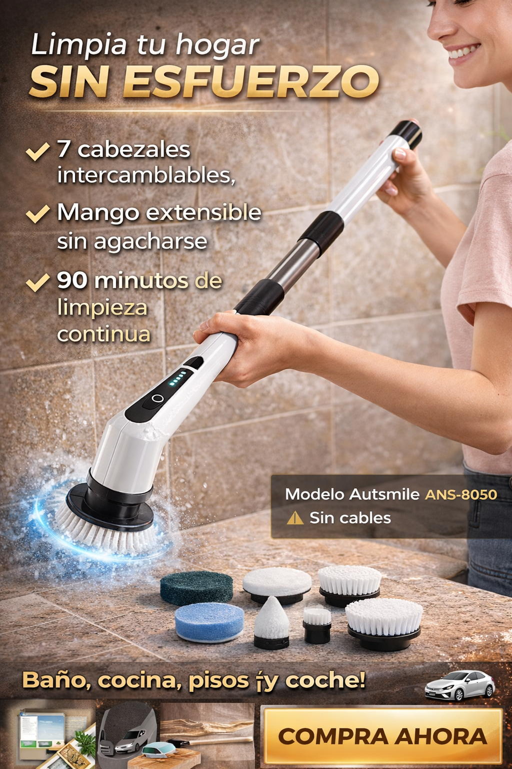 🧽 Cepillo Eléctrico de Limpieza 9 en 1 – Recargable y Multifuncional