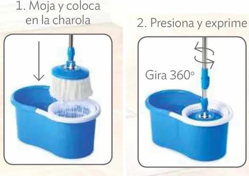 Trapero Giratorio 360° con Balde Centrifugador + Mopa de Repuesto
