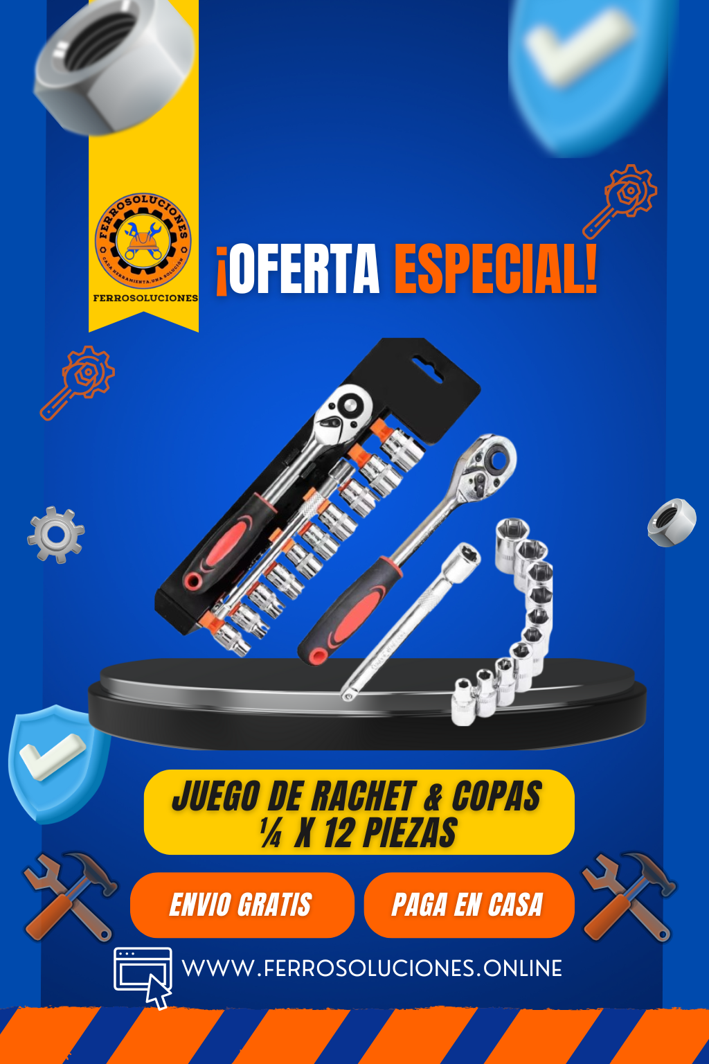 SET DE RACHET Y COPAS 1/4" X 12 PIEZAS