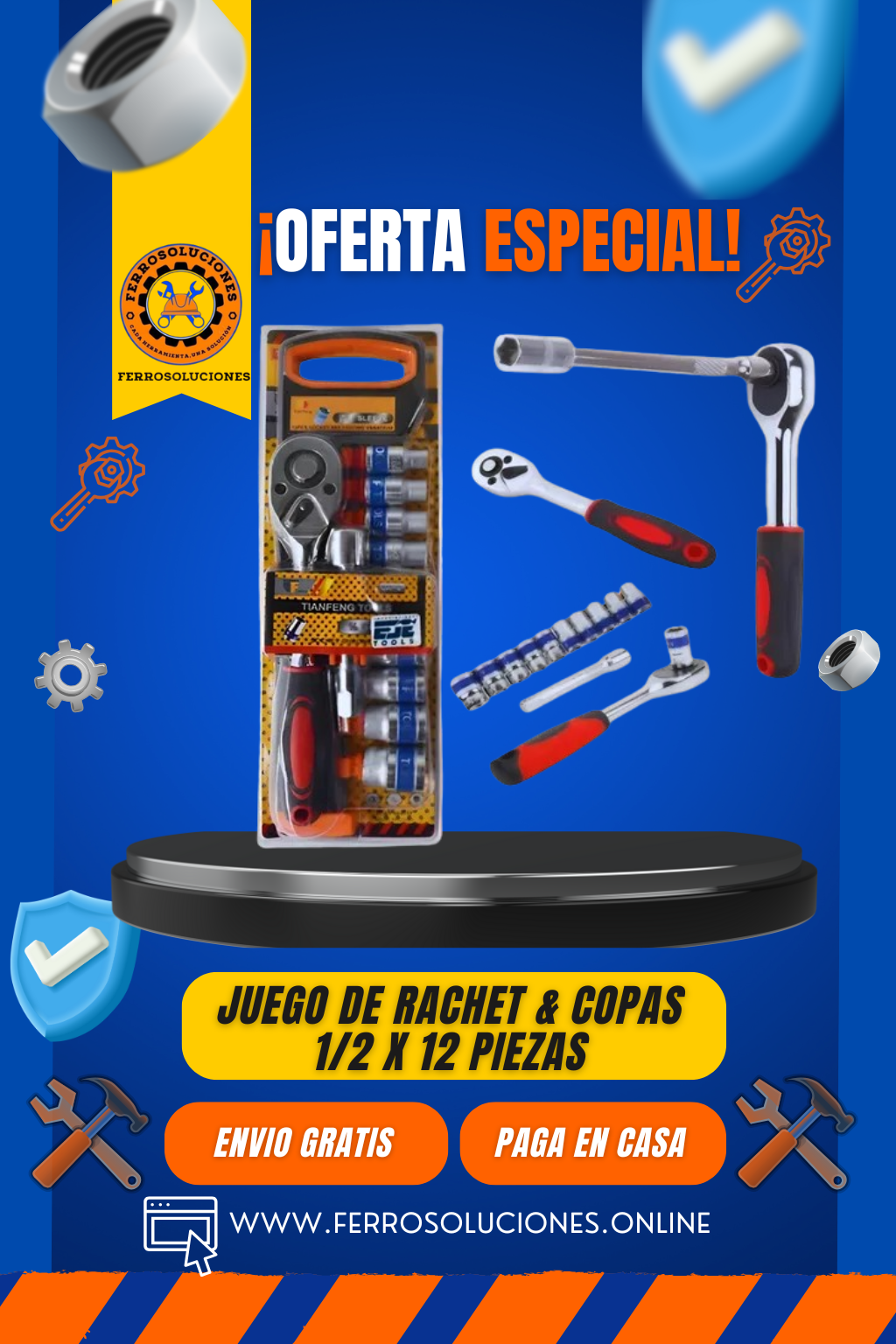 SET DE RACHET Y COPAS 1/2" X 12 PIEZAS