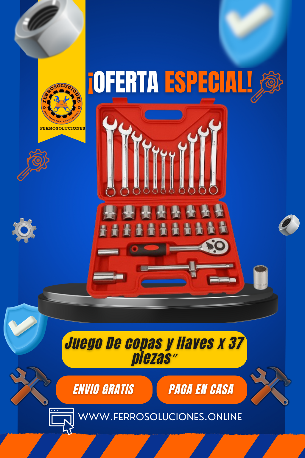 SET DE LLAVES Y COPAS 37 PIEZAS